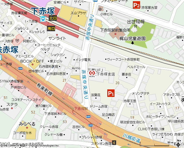 下赤塚支店付近の地図